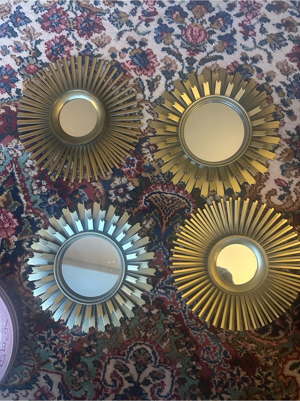 Vintage Set of 4 MCM Hollywood Regency Sunburst Mirrors